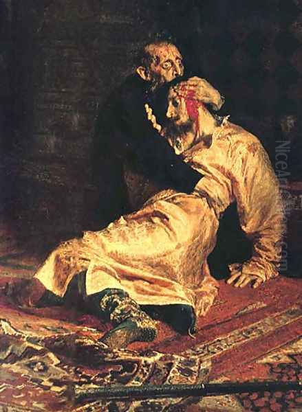 Ivan the Terrible and His Son Ivan on November 16, 1581 [detail] 2 Oil Painting by Repin Iliya
