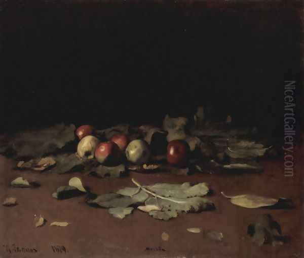Apples and Leaves 1879 Oil Painting by Repin Iliya
