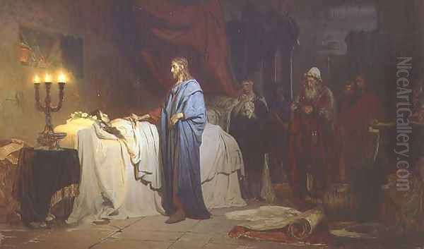 The Raising of Jairus's Daughter, 1871 Oil Painting by Repin Iliya