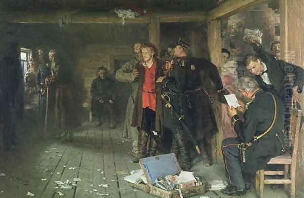 The Arrest of the Propagandist, 1880-89 Oil Painting by Repin Iliya