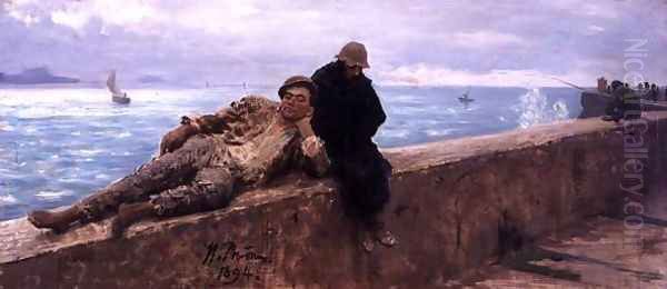 Study of Vagabonds, 1894 Oil Painting by Repin Iliya