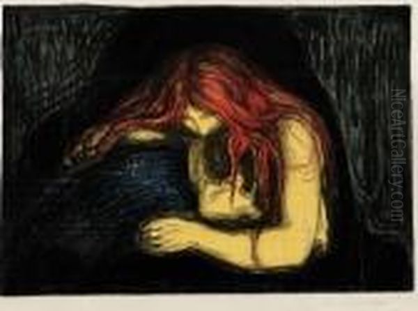 Vampire Ii Oil Painting by Edvard Munch