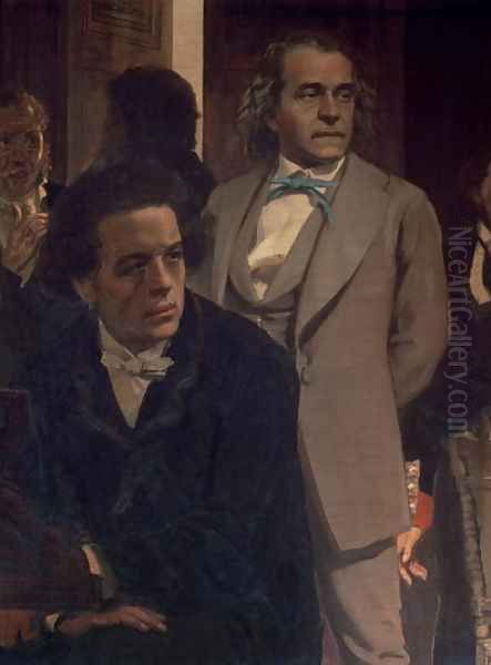 Anton Grigoryevich Rubinstein (1829-94) and Alexander Nikolayevich Serov (1820-71), from Slavonic Composers, 1890s (detail) Oil Painting by Repin Iliya
