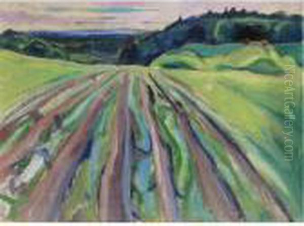 Property From A Private Norwegian Collection
 

 
 
 

 
 Fields At Ekely Oil Painting by Edvard Munch