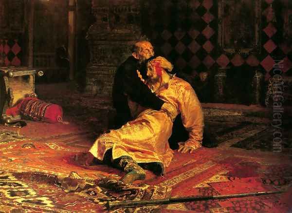 Ivan the Terrible and His Son Ivan on November 16, 1581 Oil Painting by Repin Iliya