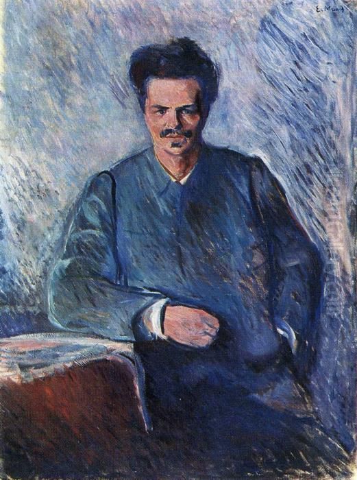 Portrait Of August Strindberg Oil Painting by Edvard Munch