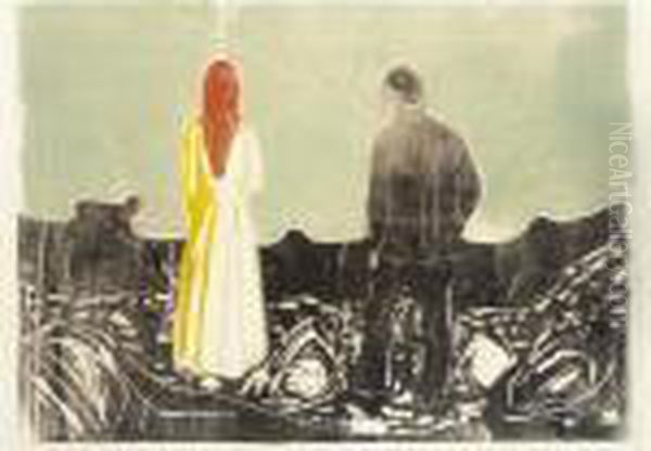 Two Human Beings. The Lonely Ones (w. 157, Sch.133) Oil Painting by Edvard Munch