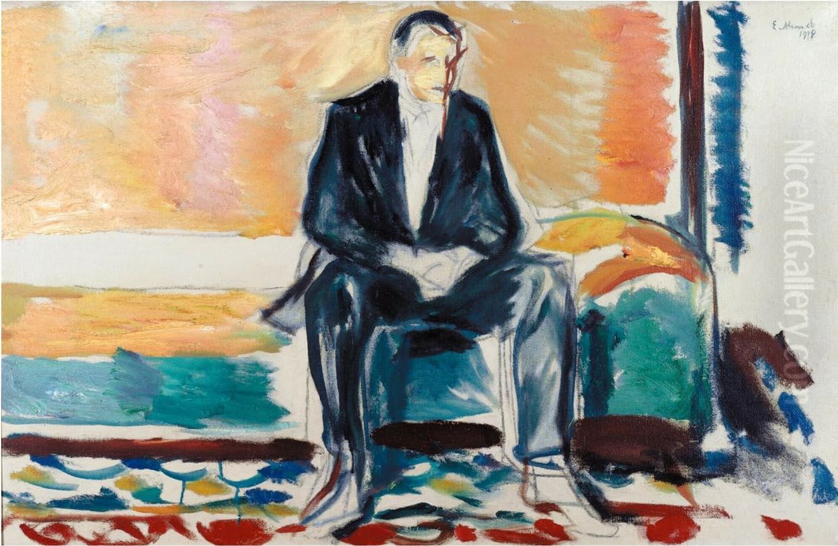 Self-portrait With Spanish Flu Oil Painting by Edvard Munch