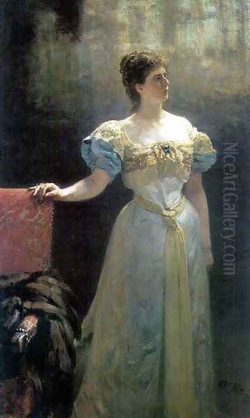 Portrait of Princess Maria Klavdievna Tenisheva, patroness of the arts, philanthropist and enamel artist Oil Painting by Repin Iliya