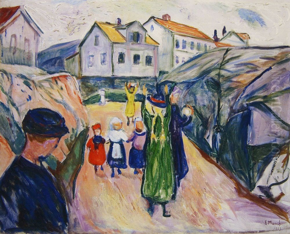 Street In Kragero Oil Painting by Edvard Munch