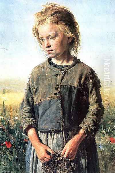 Beggar (Fisher Girl) Oil Painting by Repin Iliya