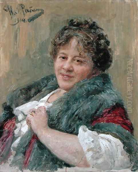 Portrait of Tatiana Olga Shchepkina-Kupernik (1874-1952) 1914 Oil Painting by Repin Iliya