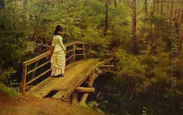 On a Bridge in Abramtsevo Oil Painting by Repin Iliya