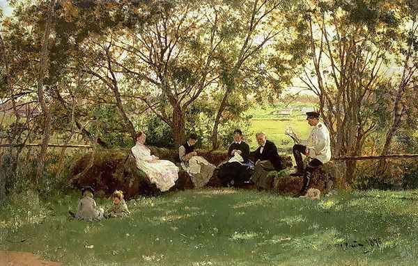 The Turf Bench, 1876 Oil Painting by Repin Iliya
