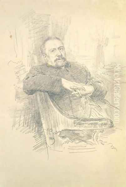 Portrait of Nikolaj Leskov (1831-95), 1889 Oil Painting by Repin Iliya