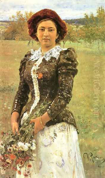 Autumn Bunch. Portrait of Vera Ilyinichna Repina, the Artist's Daughter Oil Painting by Repin Iliya