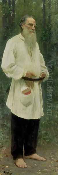 Portrait of Lev Tolstoy (1828-1910) 1901 Oil Painting by Repin Iliya