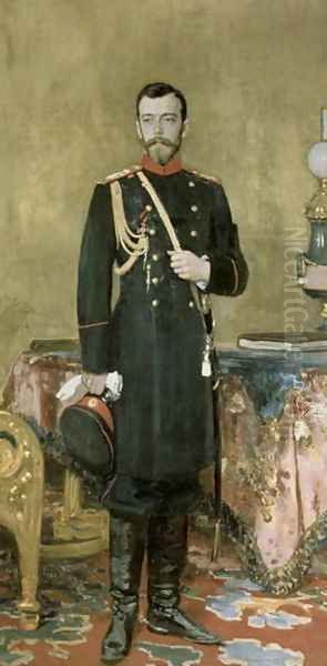 Portrait of Emperor Nicholas II (1868-1918) 1895 Oil Painting by Repin Iliya