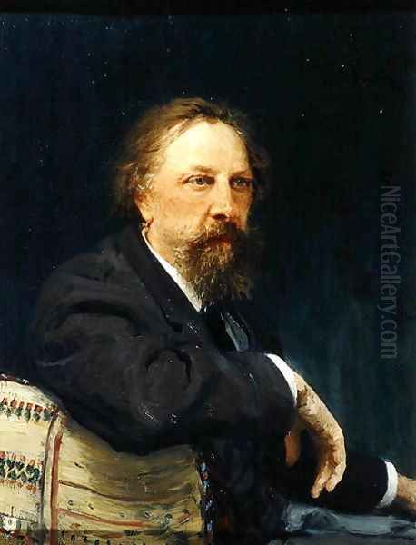 Portrait of the Author Count Alexey K. Tolstoy (1817-1875), 1896 Oil Painting by Repin Iliya