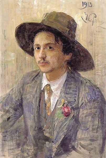 Portrait of the painter Isaak Izrailevich Brodsky Oil Painting by Repin Iliya