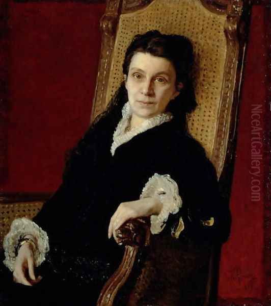 Portrait of Poliksena Stepanovna Stasova (1839-1918) wife of D.V. Stasov, 1879 Oil Painting by Repin Iliya
