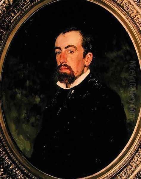 Portrait of Vasiliy Polenov (1844-1927), 1877 Oil Painting by Repin Iliya