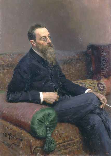 Portrait of Composer Nikolai Andreyevich Rimsky-Korsakov Oil Painting by Repin Iliya