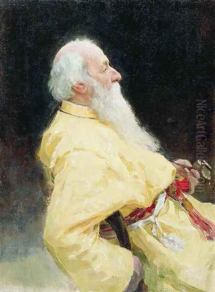 Portrait of Vladimir Vasilievich Stasov, Russian art historian and music critic 2 Oil Painting by Repin Iliya