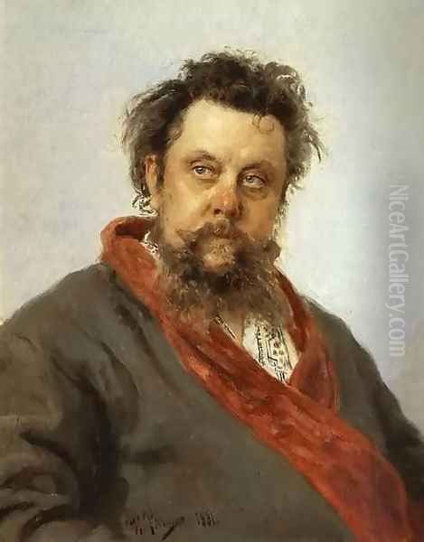 Portrait of the Composer Modest Musorgsky Oil Painting by Repin Iliya