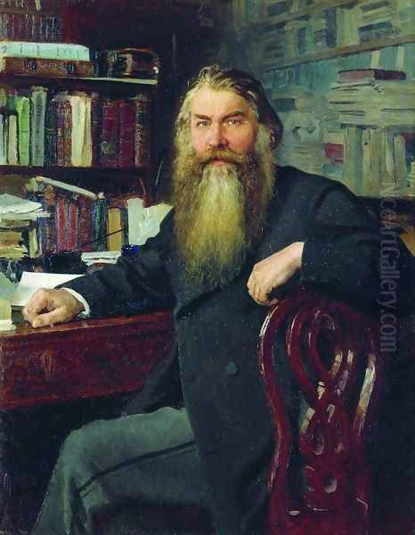 Portrait of the historian and archaeologist Ivan Egorovich Zabelin Oil Painting by Repin Iliya
