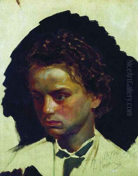 Youth portrait of sculptor Ilya Yakovlevich Ginzburg Oil Painting by Repin Iliya