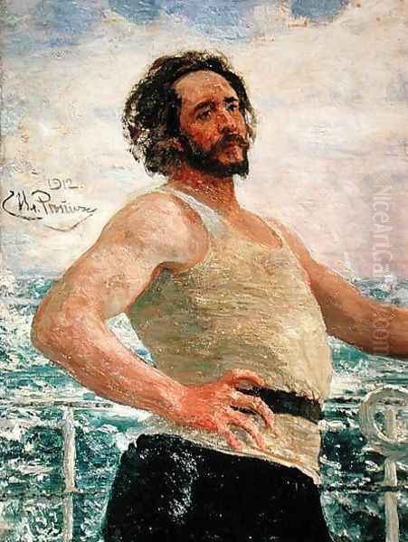 Portrait of Author Leonid Andreev (1871-1919), 1912 Oil Painting by Repin Iliya