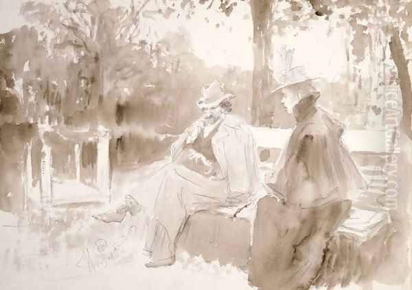 Ksenian ja Nedrovin tapaaminen puistossa Nevan saarilla Oil Painting by Repin Iliya