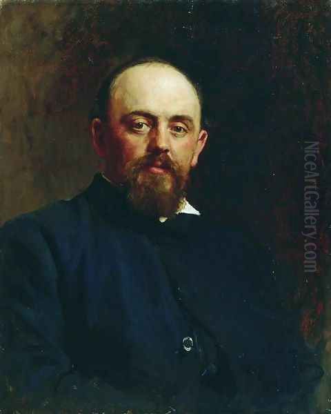 Portrait of railroad tycoon and patron of the arts Savva Ivanovich Mamontov 2 Oil Painting by Repin Iliya