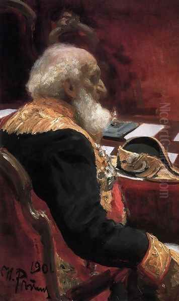 Portrait of geographer, statistician, honorary member of the Academy of Sciences and Academy of Arts and member of Oil Painting by Repin Iliya