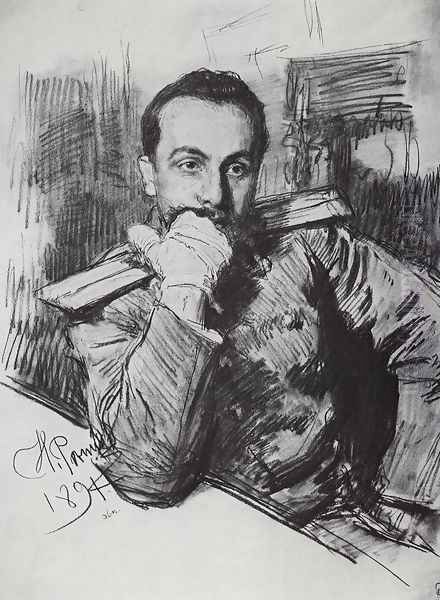 Portrait of writer Alexander Zhirkevich 1894 Oil Painting by Repin Iliya