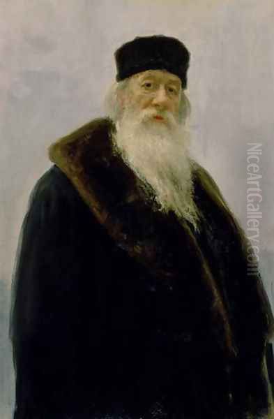 Portrait of Vladimir Vasil'evich Stasov (1824-1906) 1900 Oil Painting by Repin Iliya