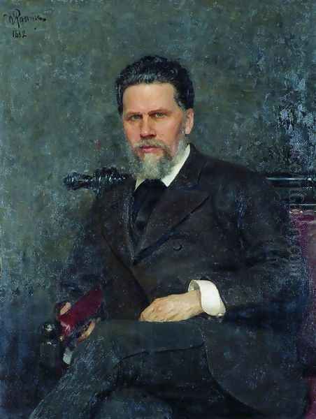 Portrait of painter Ivan Nikolayevich Kramskoi Oil Painting by Repin Iliya