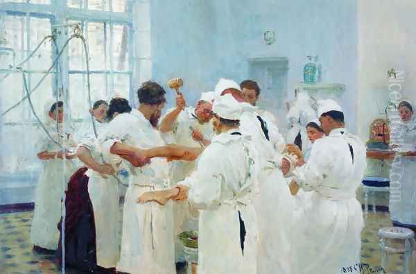 The Surgeon Evgueni Vasilievich Pavlov in the Operating Theater Oil Painting by Repin Iliya