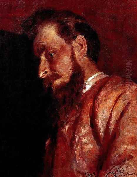 Portrait of painter Vladimir Karlovich Menk Oil Painting by Repin Iliya