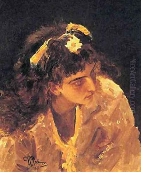 Female Head Etude for Picture Oil Painting by Repin Iliya