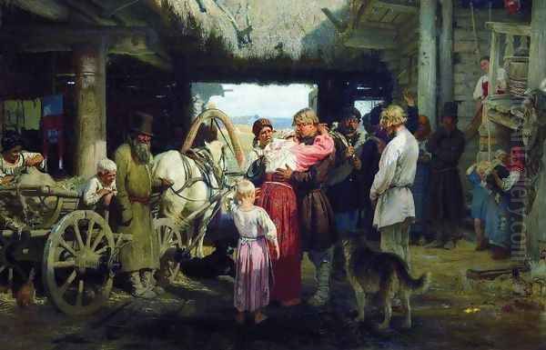 Seeing off a recruit Oil Painting by Repin Iliya
