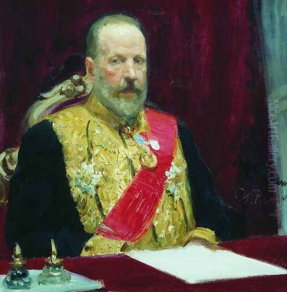Portrait of Finance Minister and member of State Council Sergei Yulyevich Witte Oil Painting by Repin Iliya