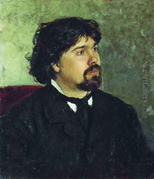 Portrait of the painter Vasily Ivanovich Surikov Oil Painting by Repin Iliya