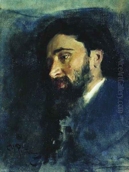 Portrait of writer Vsevolod Mikhailovich Garshin Oil Painting by Repin Iliya