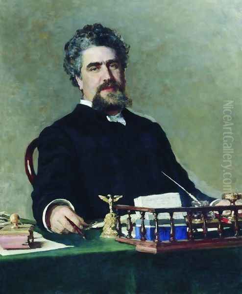Portrait of engineer Ivan Yefgrafovich Adadurov, chairman of the Ryazan-Uralsk Railway Company from 1869 to 1884 an Oil Painting by Repin Iliya