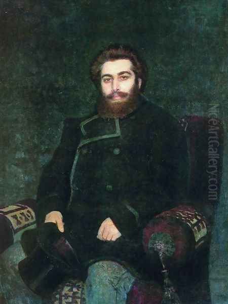 Portrait of painter Arkhip Ivanovich Kuindzhi Oil Painting by Repin Iliya