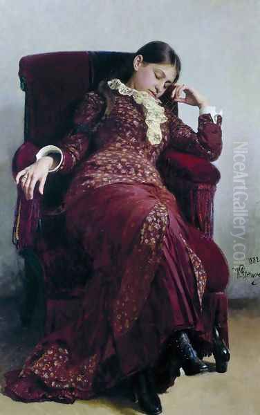 Rest. Portrait of the artist's wife Oil Painting by Repin Iliya