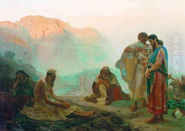 Job and His Friends Oil Painting by Repin Iliya