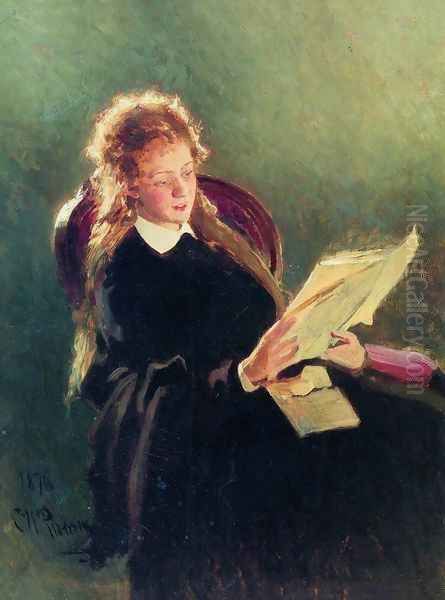 Reading girl Oil Painting by Repin Iliya